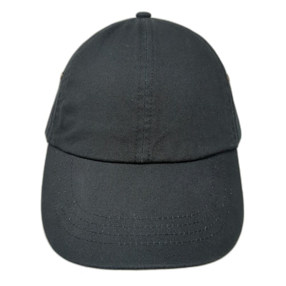 Anvil Baseball Cap Black One Size Solid Cotton Slideback Buckle Blank Hat